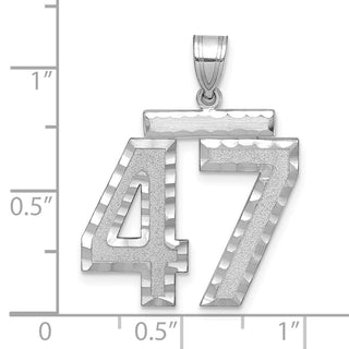 14k White Gold Large Diamond-Cut Number 47 Pendant