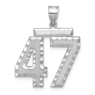 14k White Gold Large Diamond-Cut Number 47 Pendant
