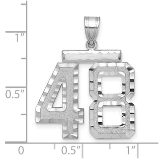 14k White Gold Large Diamond-Cut Number 48 Pendant