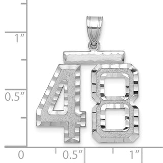 14k White Gold Large Diamond-Cut Number 48 Charm