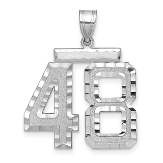 14k White Gold Large Diamond-Cut Number 48 Pendant
