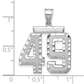 14k White Gold Large Diamond-Cut Number 49 Pendant