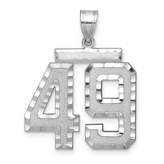 14k White Gold Large Diamond-Cut Number 49 Pendant