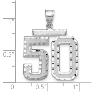 14k White Gold Large Diamond-Cut Number 50 Pendant