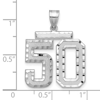 14k White Gold Large Diamond-Cut Number 50 Charm