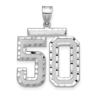 14k White Gold Large Diamond-Cut Number 50 Pendant