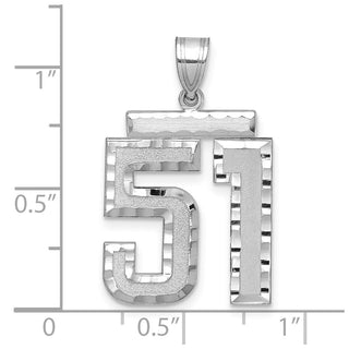 14k White Gold Large Diamond-Cut Number 51 Pendant