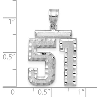 14k White Gold Large Diamond-Cut Number 51 Pendant