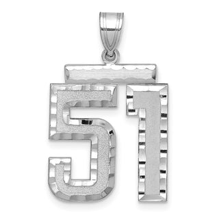 14k White Gold Large Diamond-Cut Number 51 Pendant