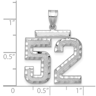 14k White Gold Large Diamond-Cut Number 52 Pendant