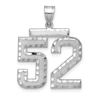 14k White Gold Large Diamond-Cut Number 52 Pendant
