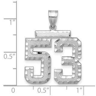 14k White Gold Large Diamond-Cut Number 53 Pendant