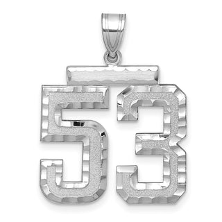 14k White Gold Large Diamond-Cut Number 53 Pendant