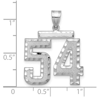 14k White Gold Large Diamond-Cut Number 54 Pendant