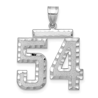 14k White Gold Large Diamond-Cut Number 54 Pendant