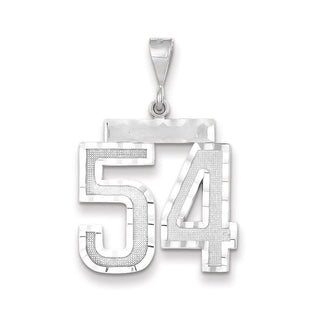 14k White Gold Large Diamond-Cut Number 54 Pendant