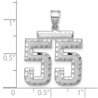 14k White Gold Large Diamond-Cut Number 55 Pendant