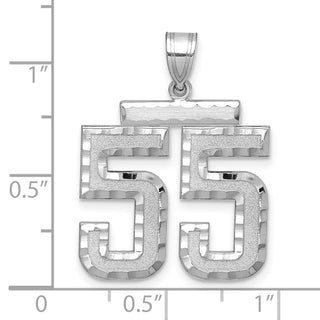 14k White Gold Large Diamond-Cut Number 55 Charm