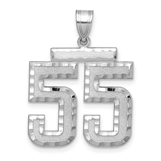 14k White Gold Large Diamond-Cut Number 55 Pendant