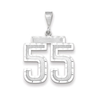14k White Gold Large Diamond-Cut Number 55 Pendant