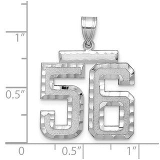 14k White Gold Large Diamond-Cut Number 56 Pendant