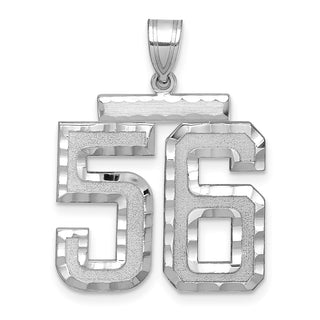 14k White Gold Large Diamond-Cut Number 56 Pendant