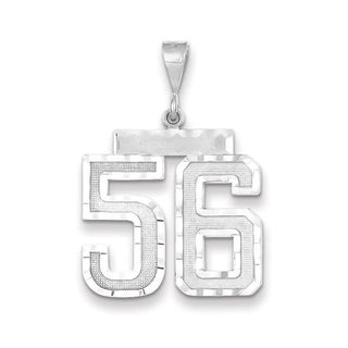14k White Gold Large Diamond-Cut Number 56 Pendant