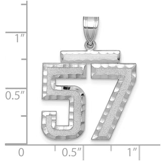 14k White Gold Large Diamond-Cut Number 57 Pendant