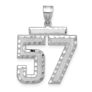 14k White Gold Large Diamond-Cut Number 57 Pendant