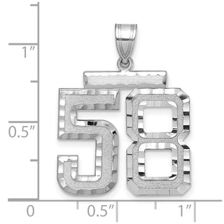 14k White Gold Large Diamond-Cut Number 58 Pendant
