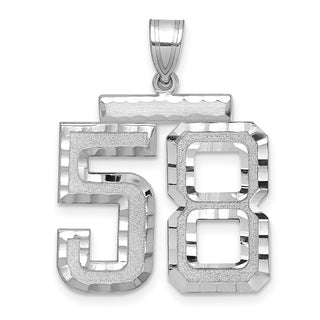 14k White Gold Large Diamond-Cut Number 58 Pendant