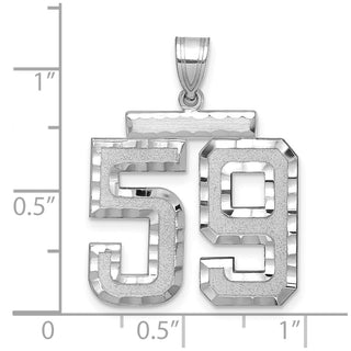 14k White Gold Large Diamond-Cut Number 59 Pendant