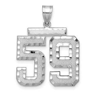 14k White Gold Large Diamond-Cut Number 59 Pendant