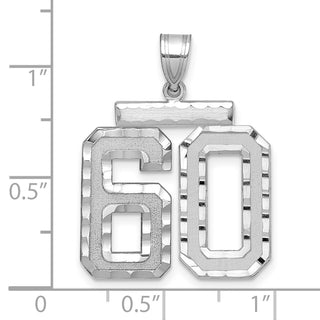 14k White Gold Large Diamond-Cut Number 60 Charm