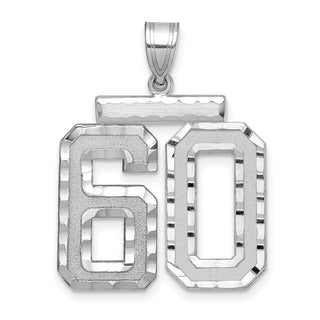 14k White Gold Large Diamond-Cut Number 60 Pendant