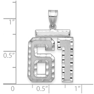 14k White Gold Large Diamond-Cut Number 61 Pendant