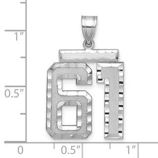 14k White Gold Large Diamond-Cut Number 61 Pendant