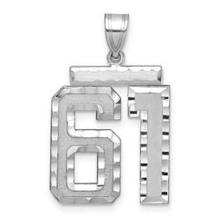 14k White Gold Large Diamond-Cut Number 61 Pendant