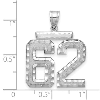 14k White Gold Large Diamond-Cut Number 62 Pendant