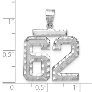 14k White Gold Large Diamond-Cut Number 62 Charm