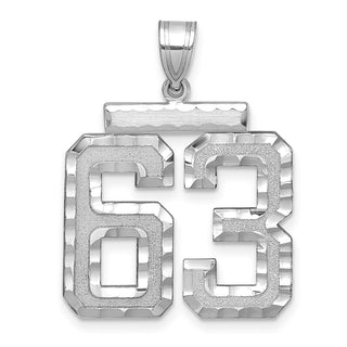14k White Gold Large Diamond-Cut Number 63 Pendant