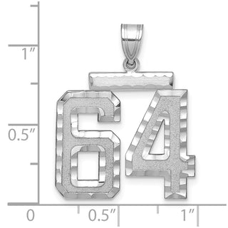 14k White Gold Large Diamond-Cut Number 64 Pendant