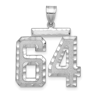 14k White Gold Large Diamond-Cut Number 64 Pendant