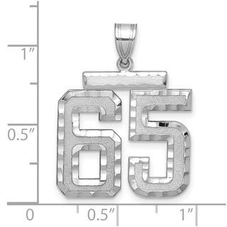 14k White Gold Large Diamond-Cut Number 65 Pendant
