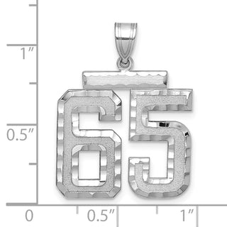 14k White Gold Large Diamond-Cut Number 65 Pendant