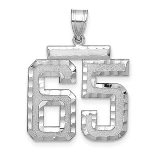 14k White Gold Large Diamond-Cut Number 65 Pendant