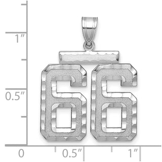14k White Gold Large Diamond-Cut Number 66 Pendant