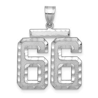 14k White Gold Large Diamond-Cut Number 66 Pendant