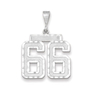 14k White Gold Large Diamond-Cut Number 66 Pendant