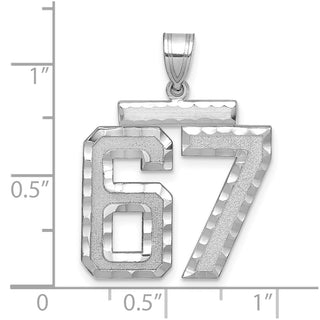 14k White Gold Large Diamond-Cut Number 67 Pendant